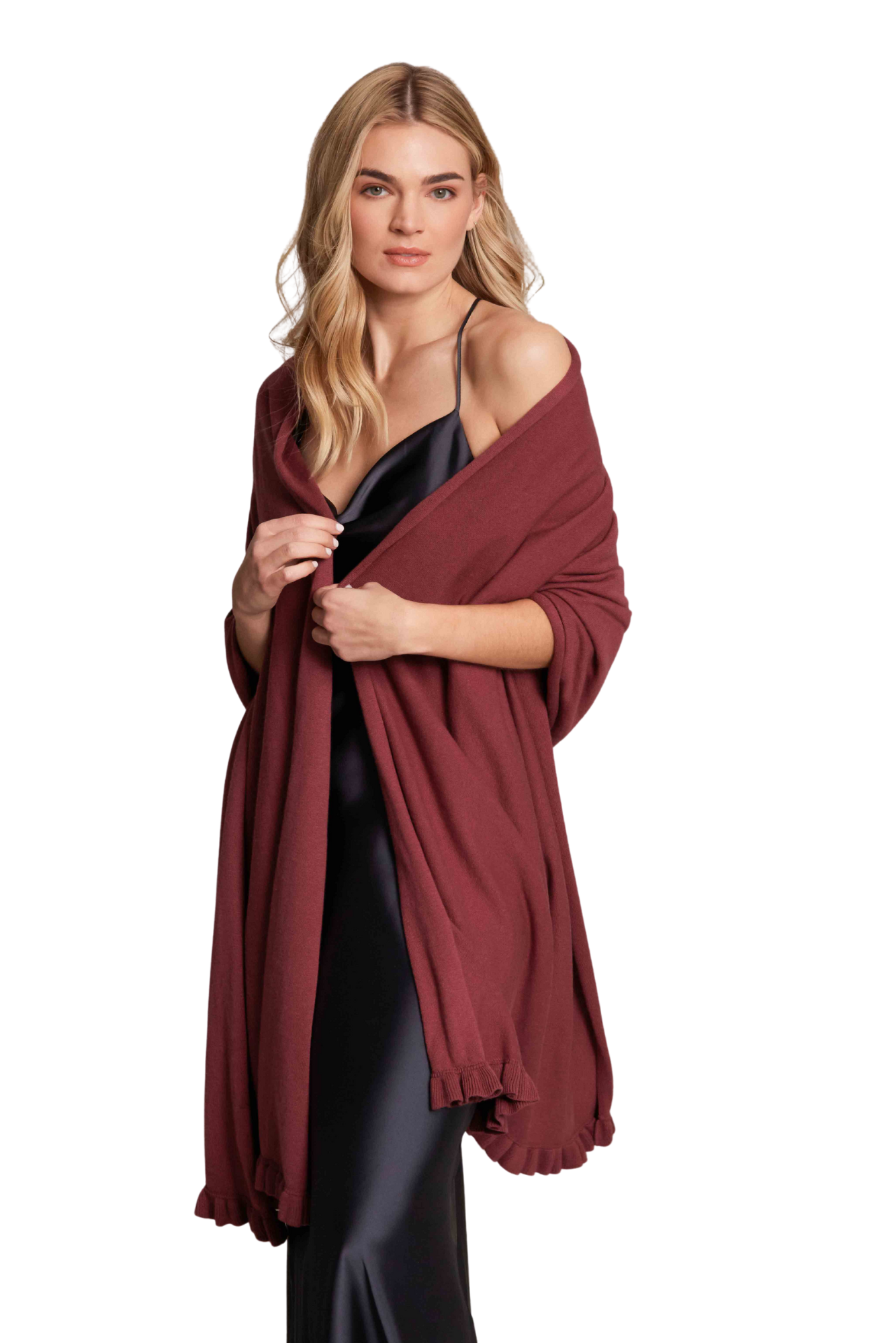 Ruffle Travel Wrap Plum Wine