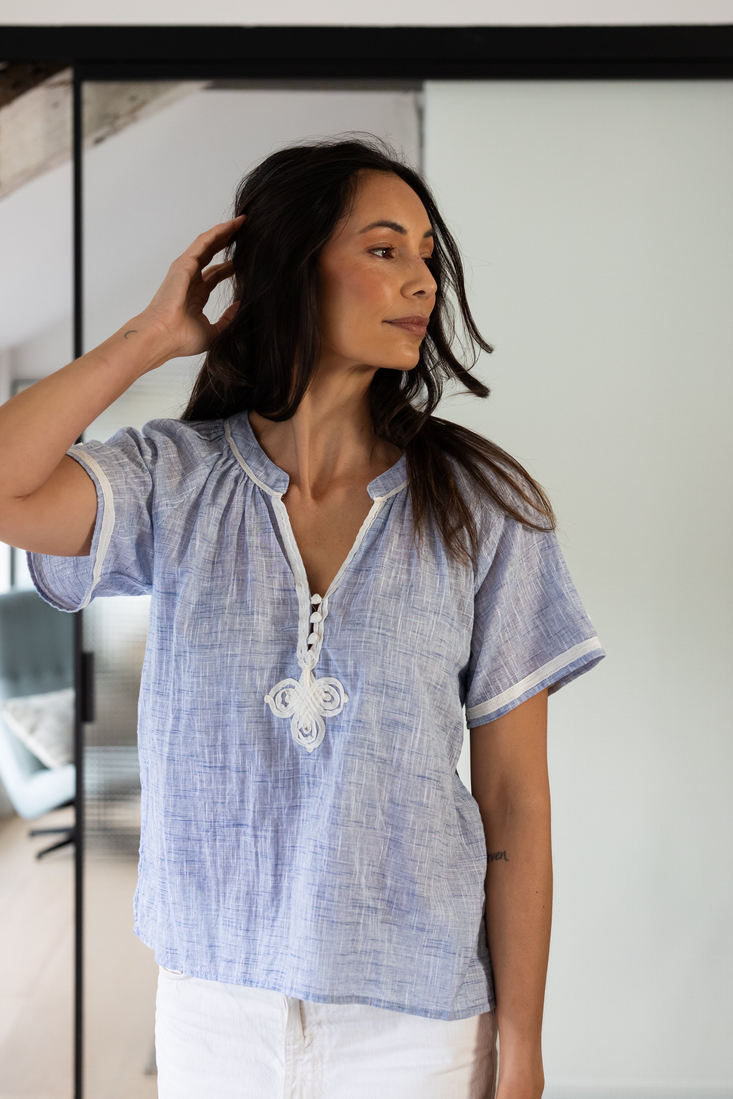 Foxglove Top Banker Blue