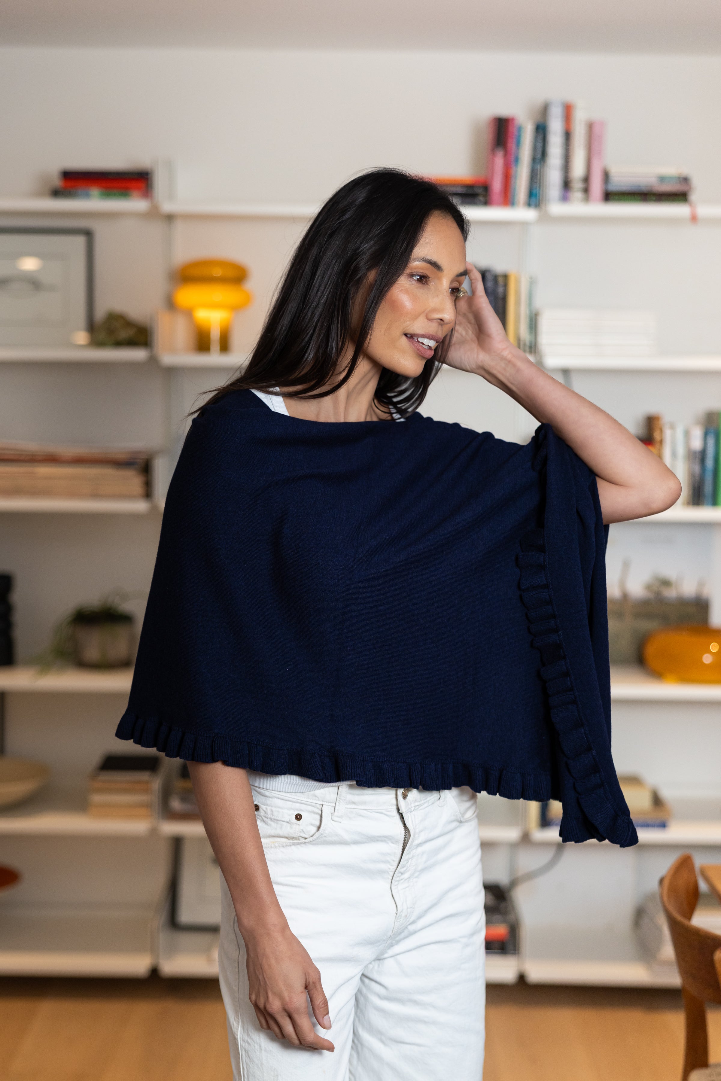 French Navy Ruffle Topper