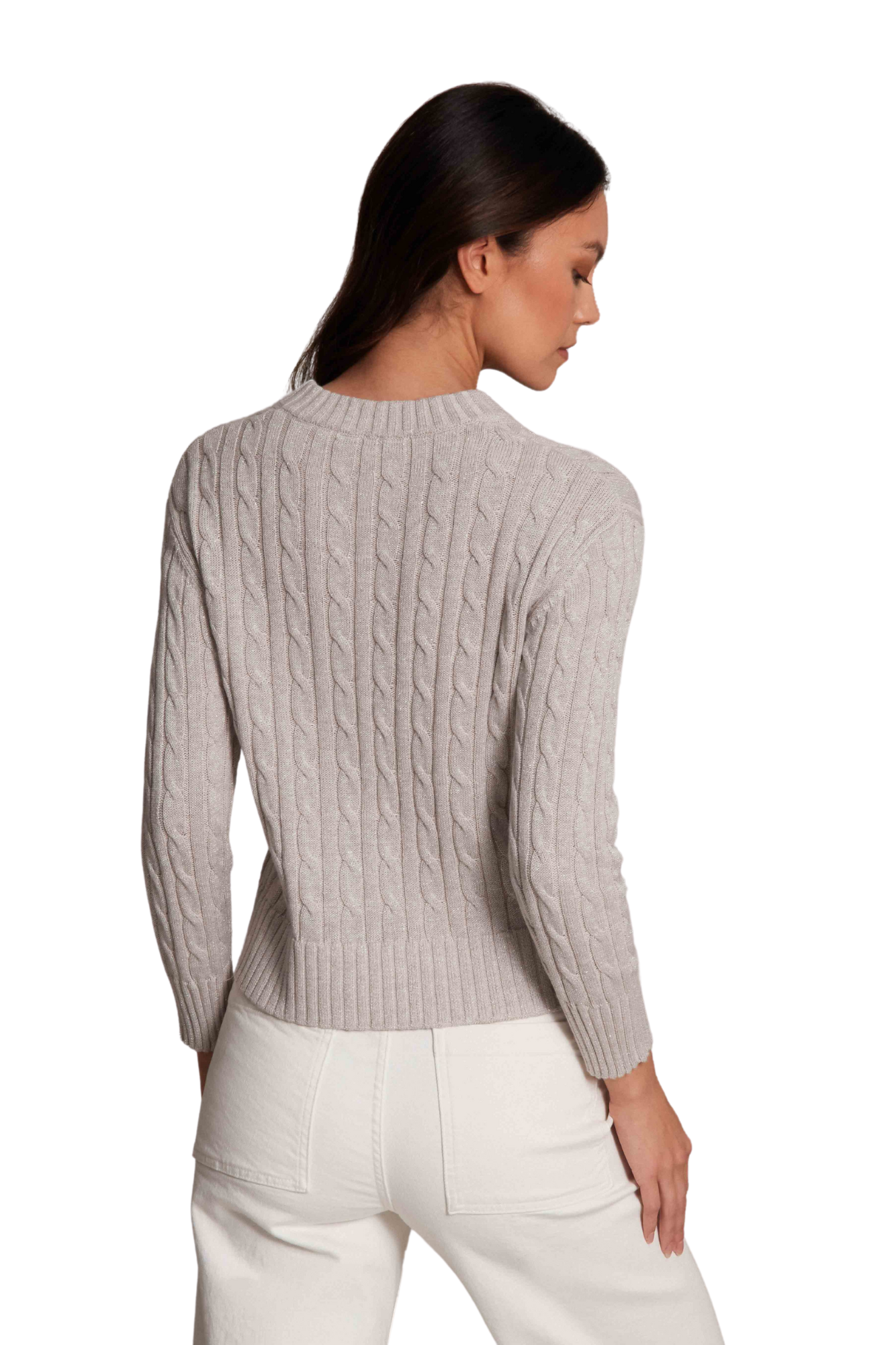 Sparkle V Neck Ecru