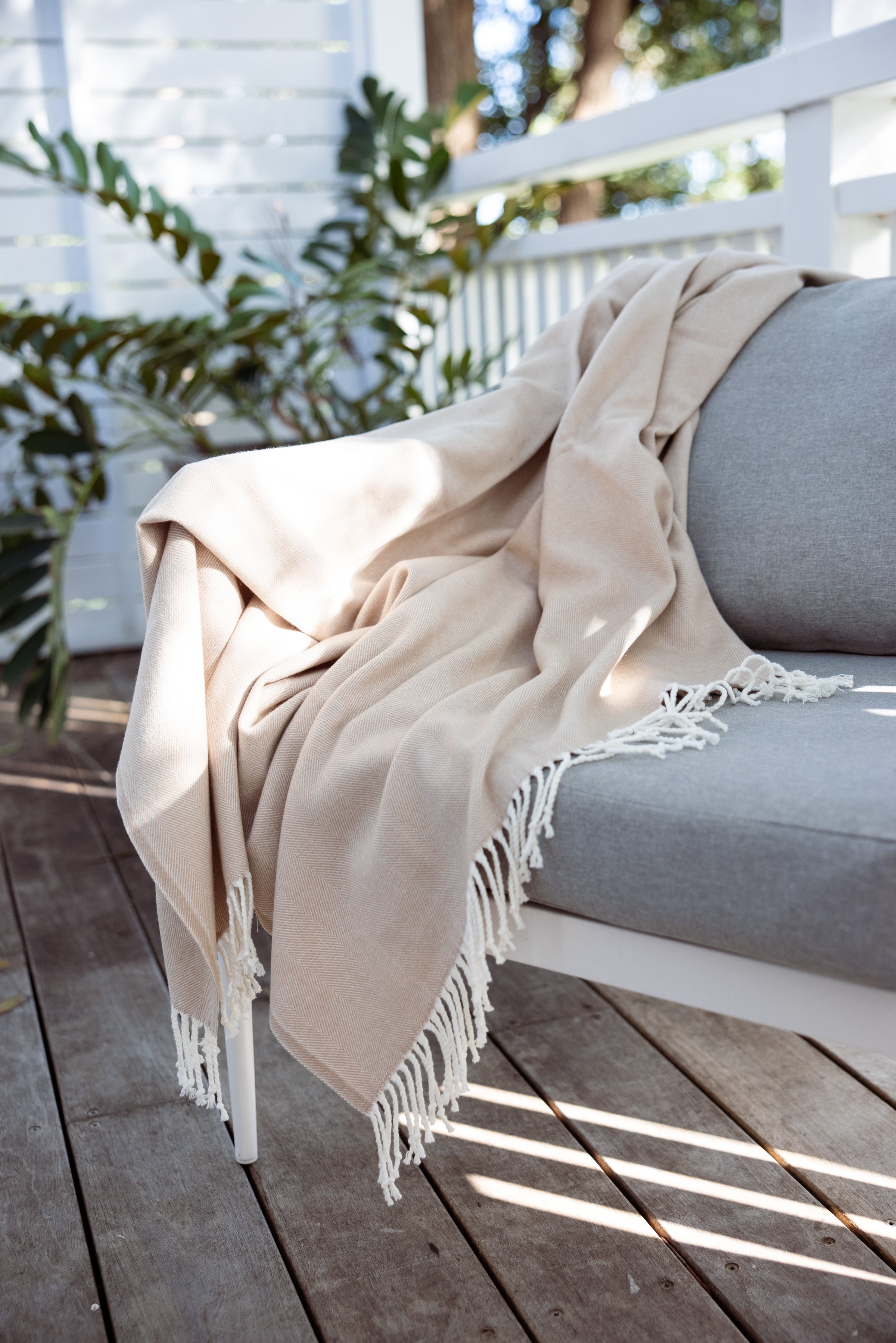 Herringbone Throw Bisque