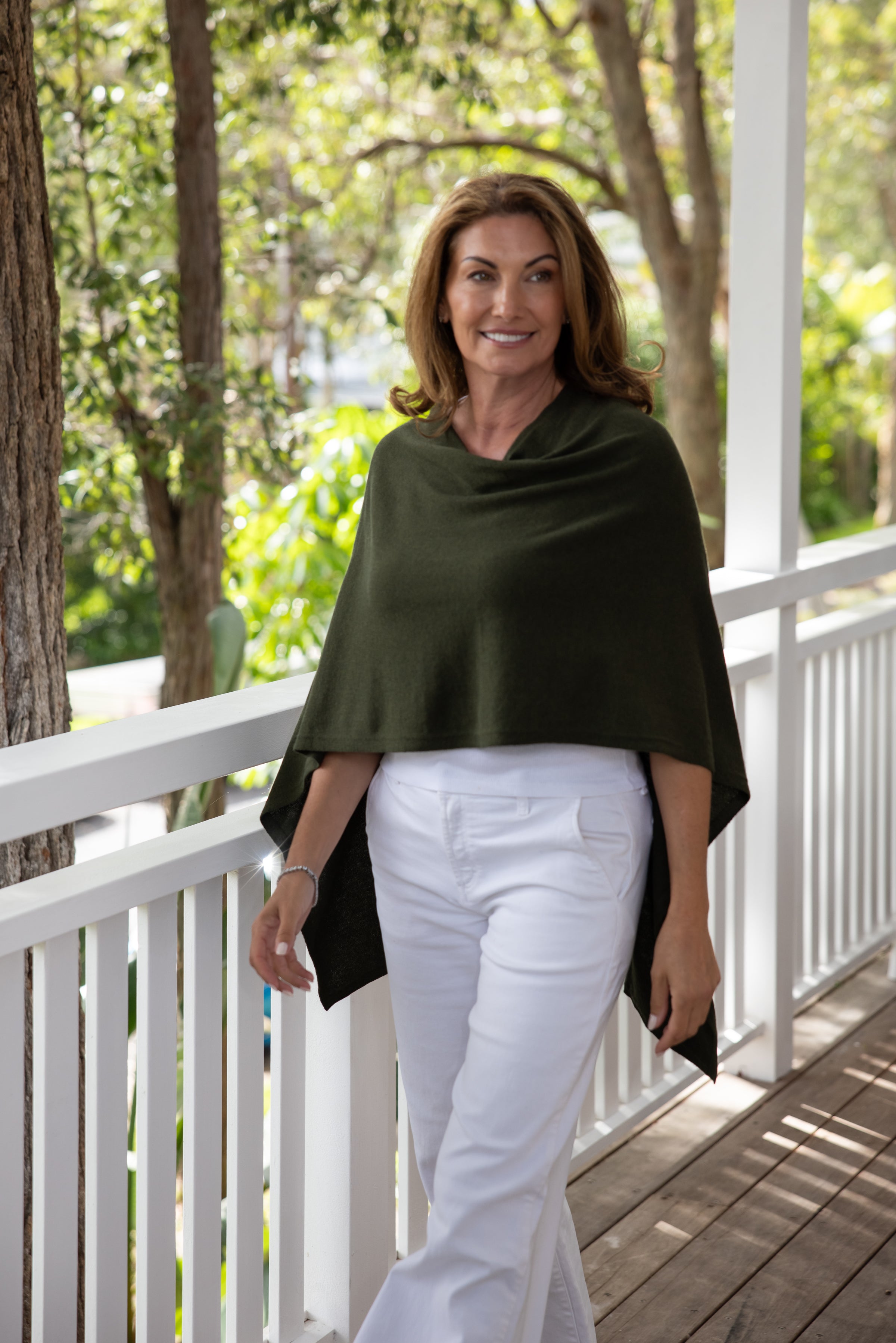 Deep Olive Cotton Cashmere Topper