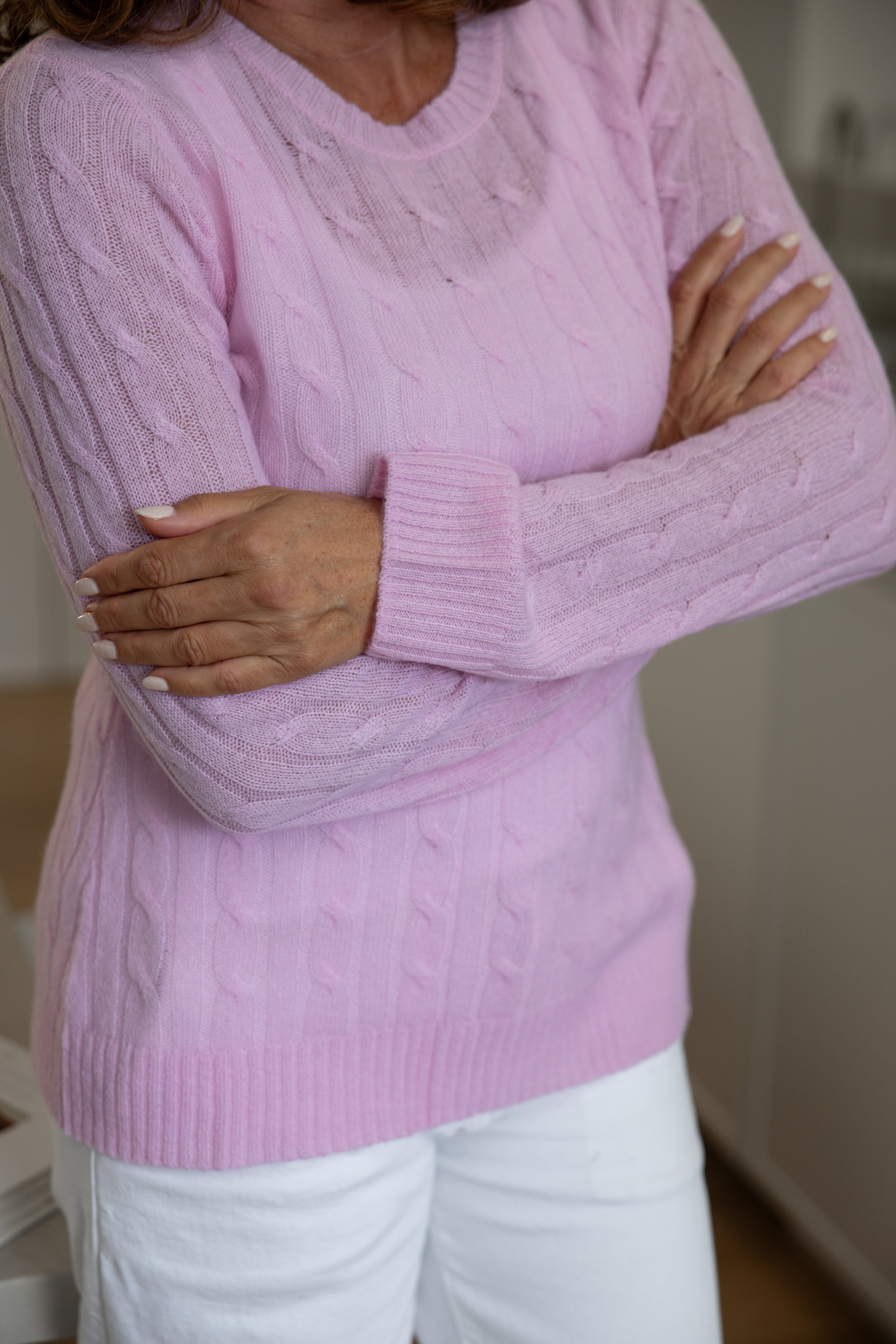 Cable Crew Neck Fairy Floss