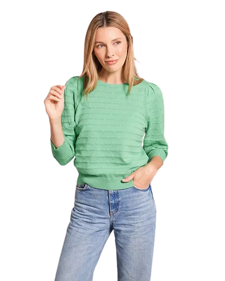 Audrey 3/4 Puff Sleeve Rolling Green