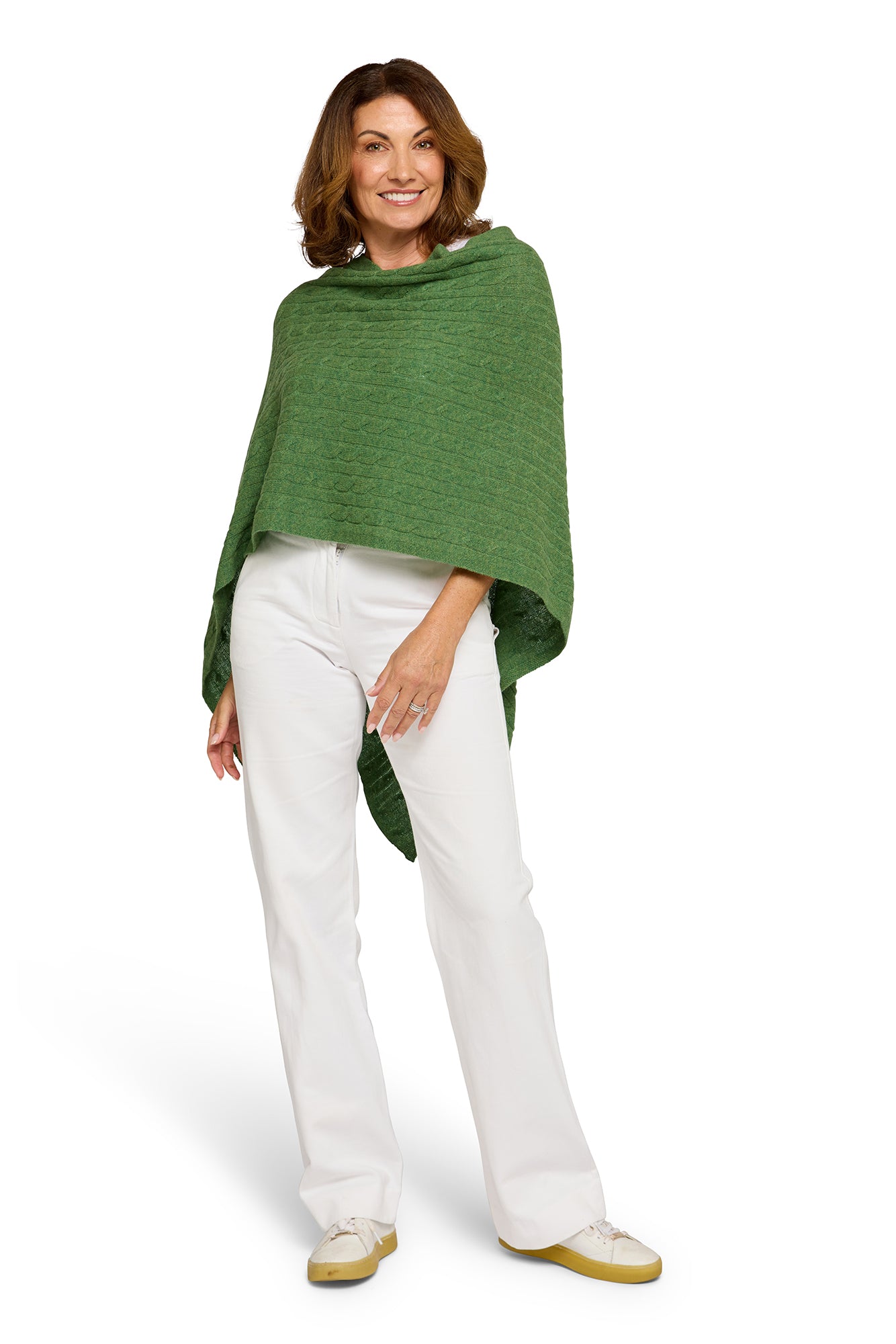 Cable Cashmere Topper Basil