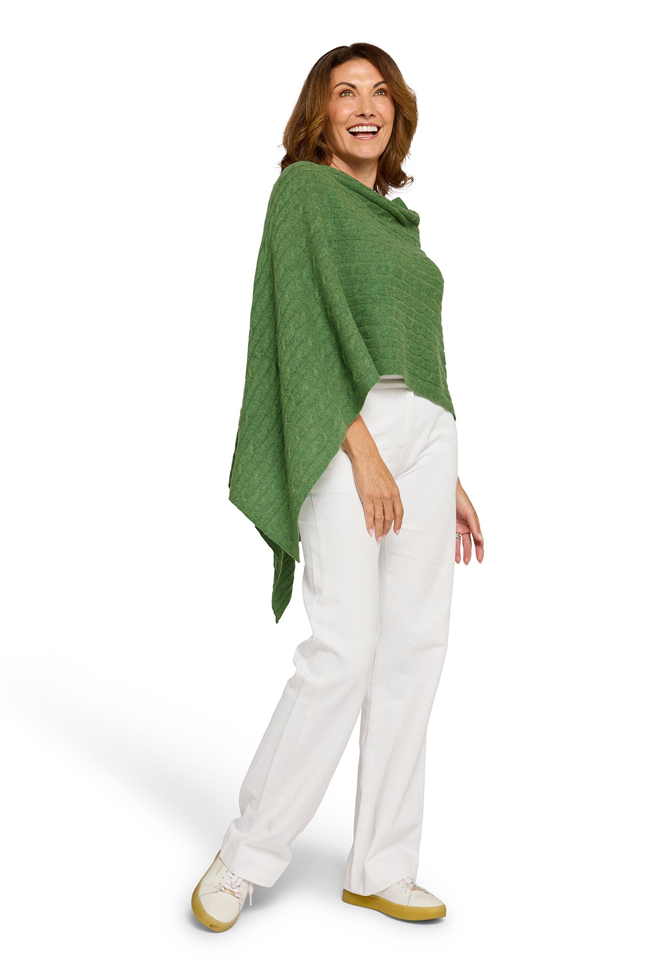Cable Cashmere Topper Basil