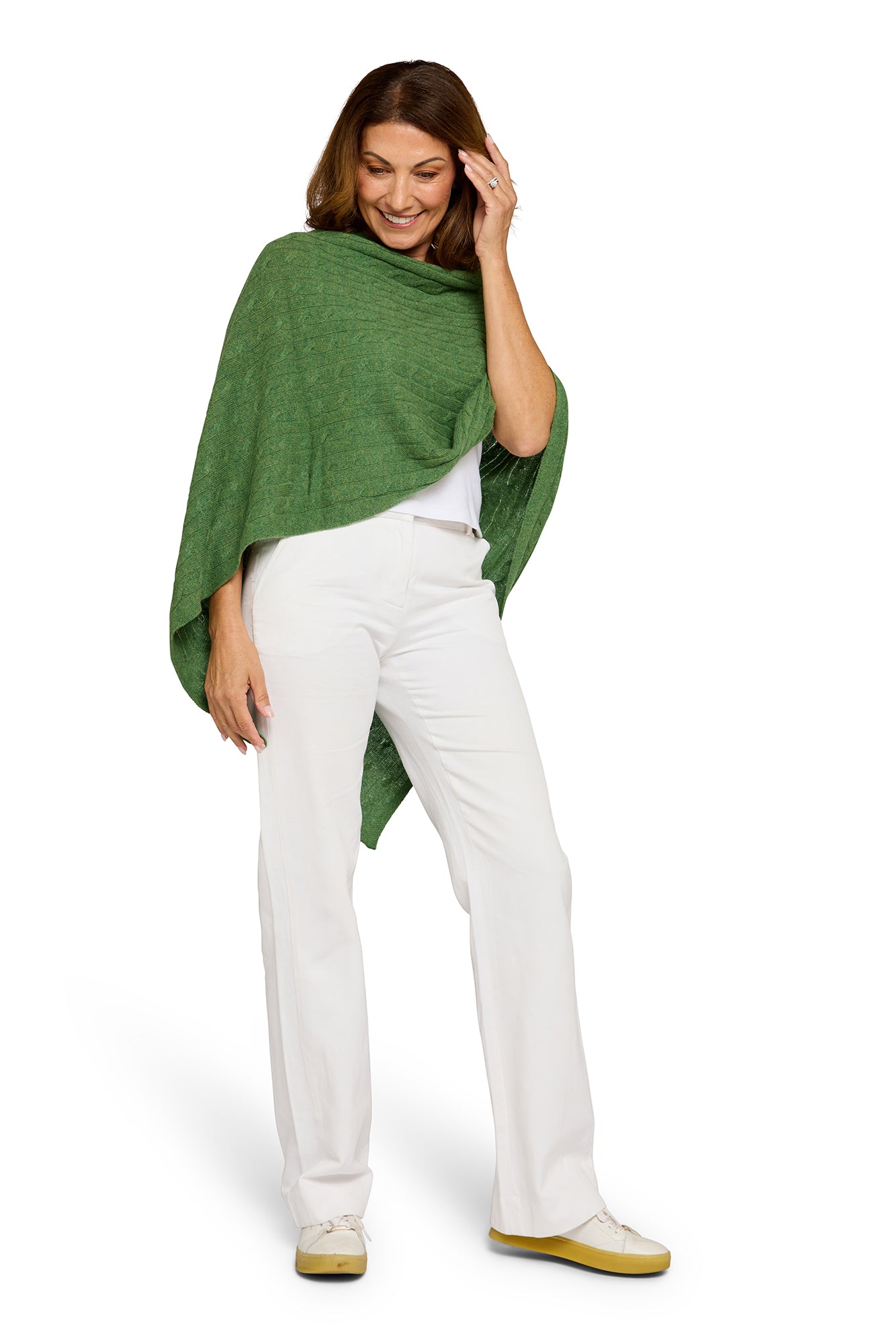 Cable Cashmere Topper Basil