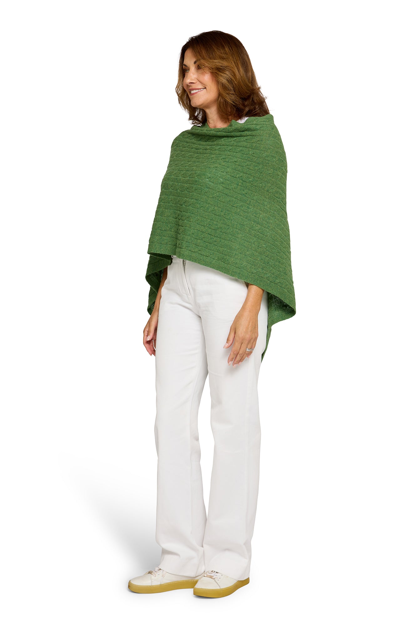 Cable Cashmere Topper Basil