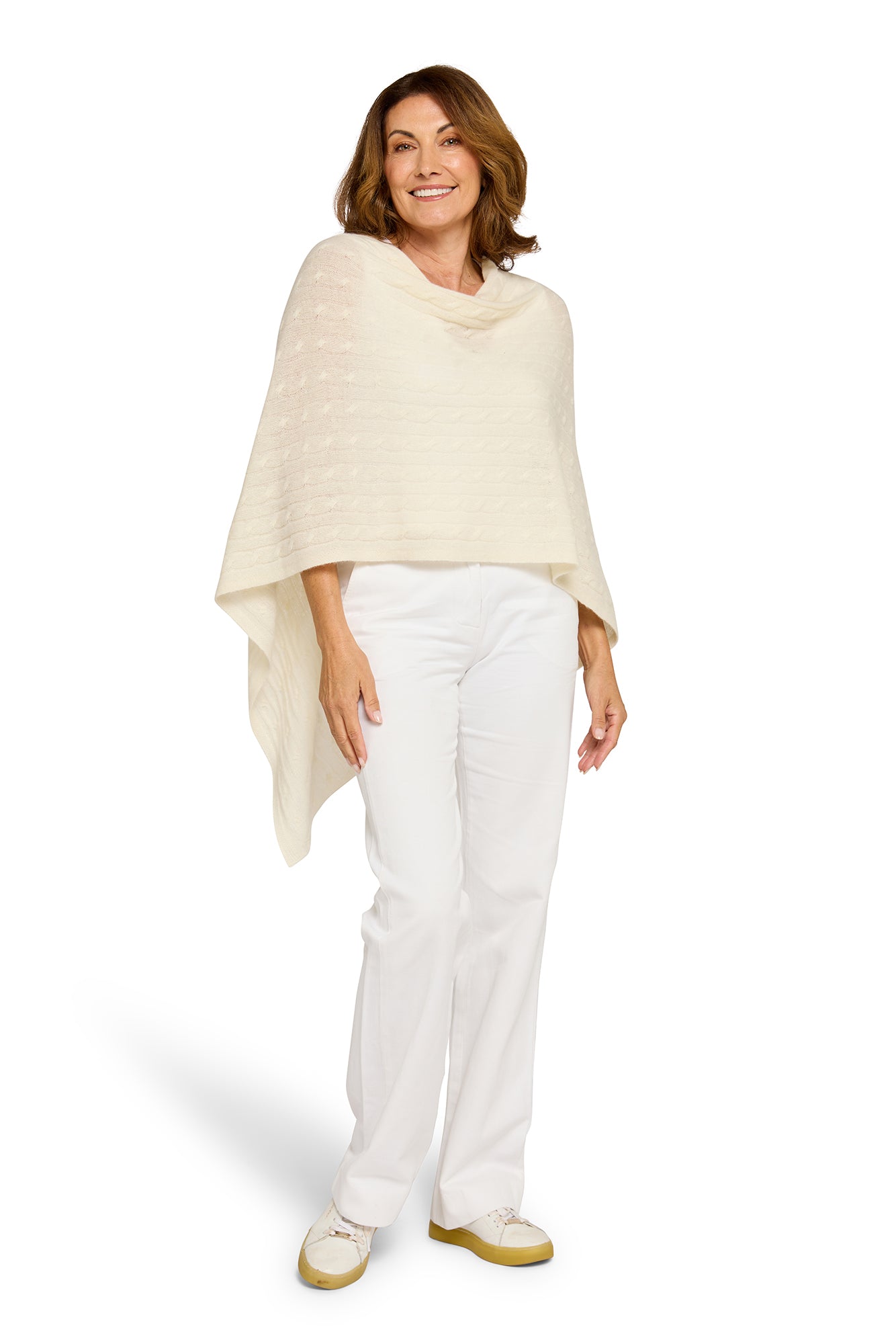 Cable Cashmere Topper Snow