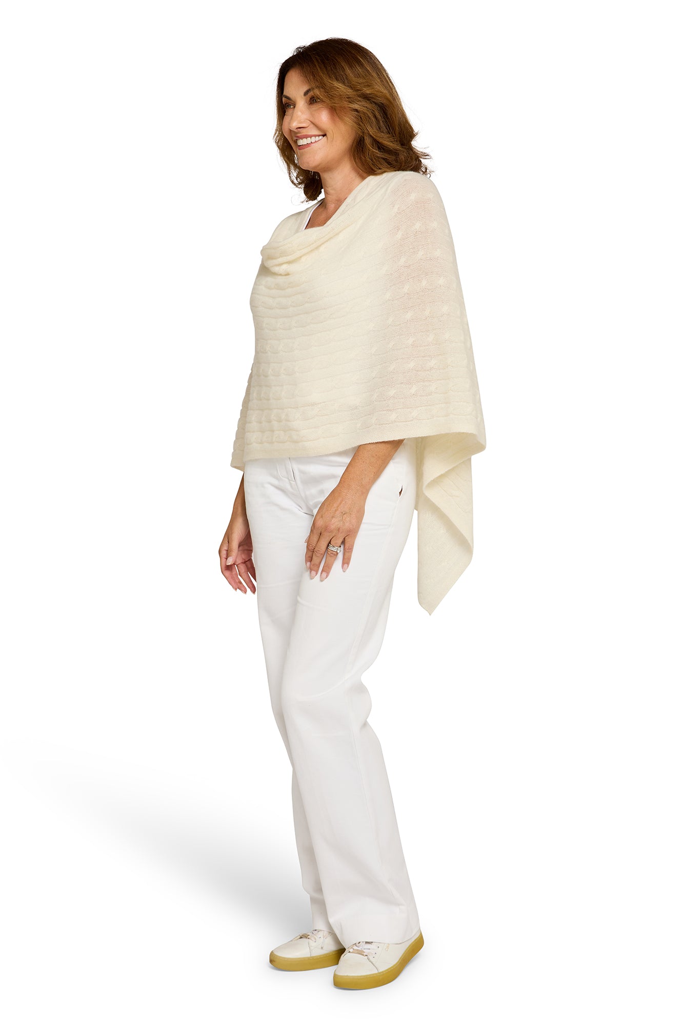 Cable Cashmere Topper Snow