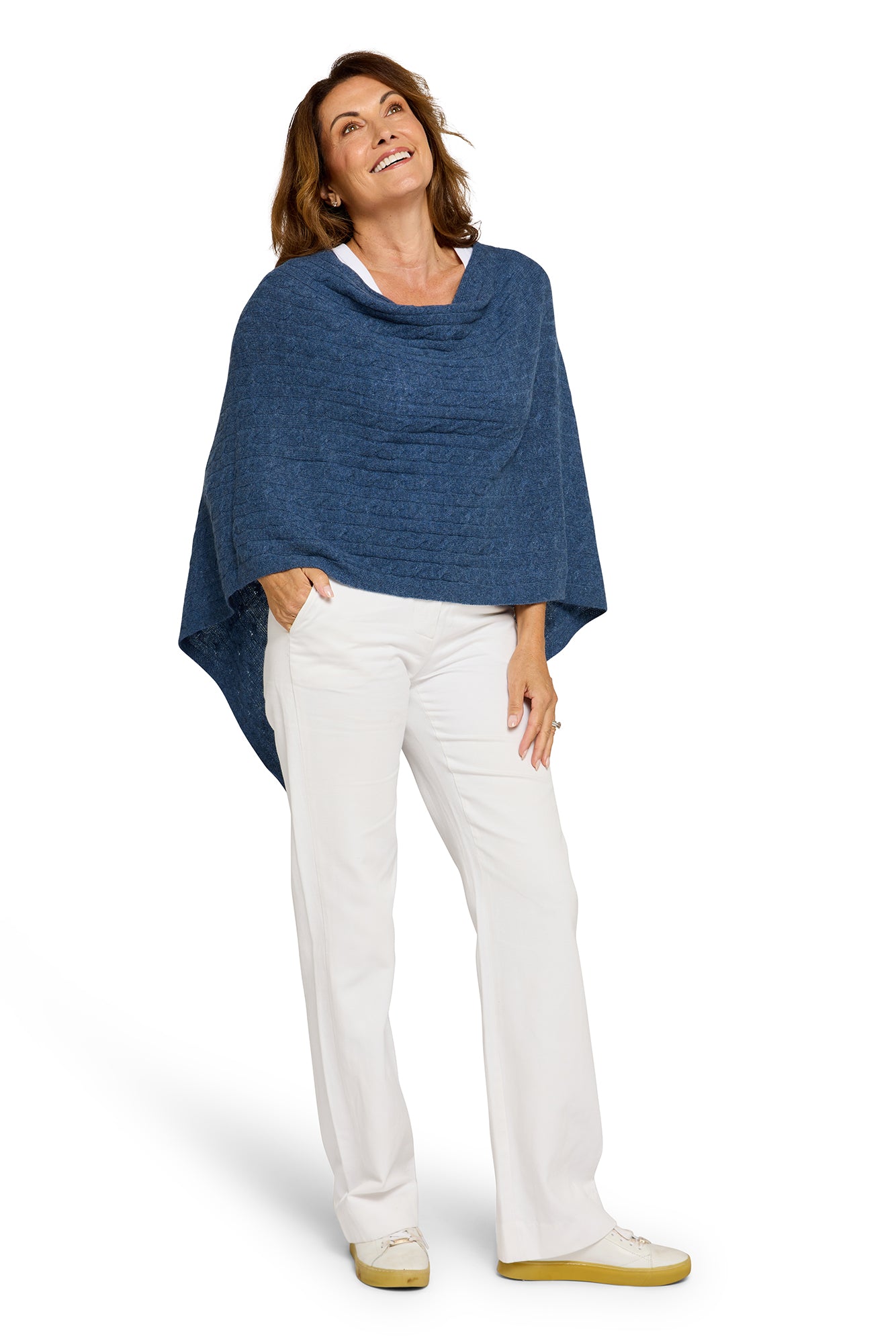 Cable Cashmere Topper Denim