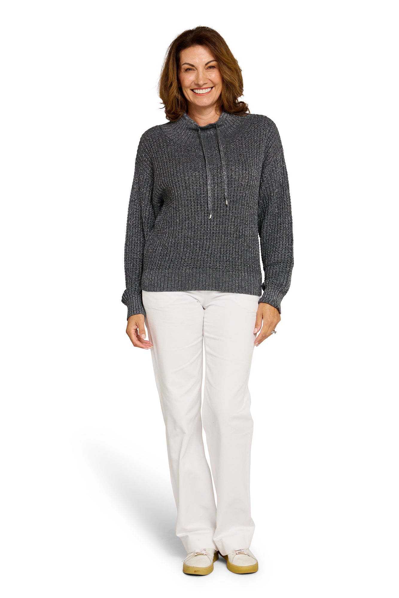 Sparkle Mock Neck in Pepper