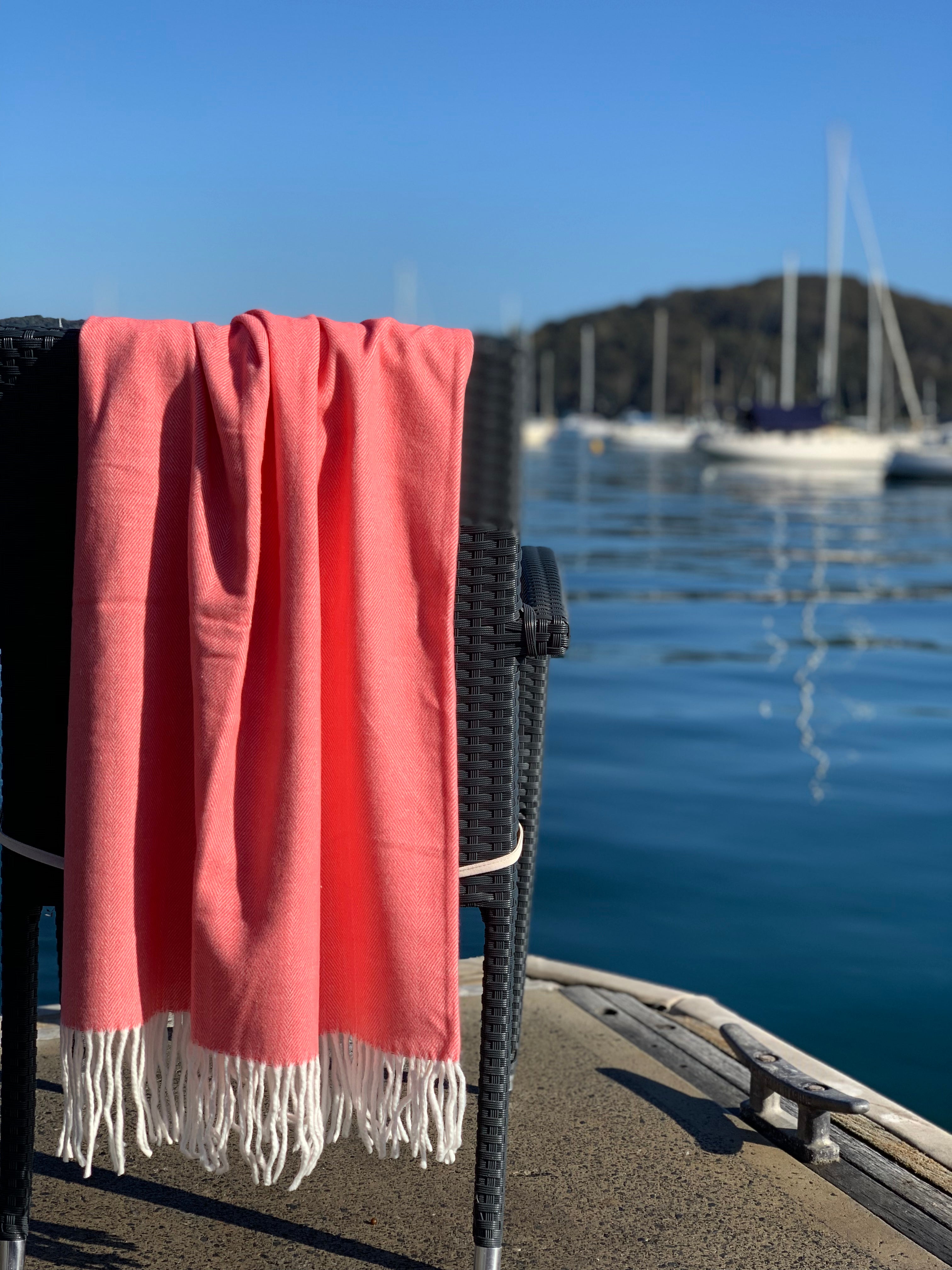 Herringbone Throw Coral Island