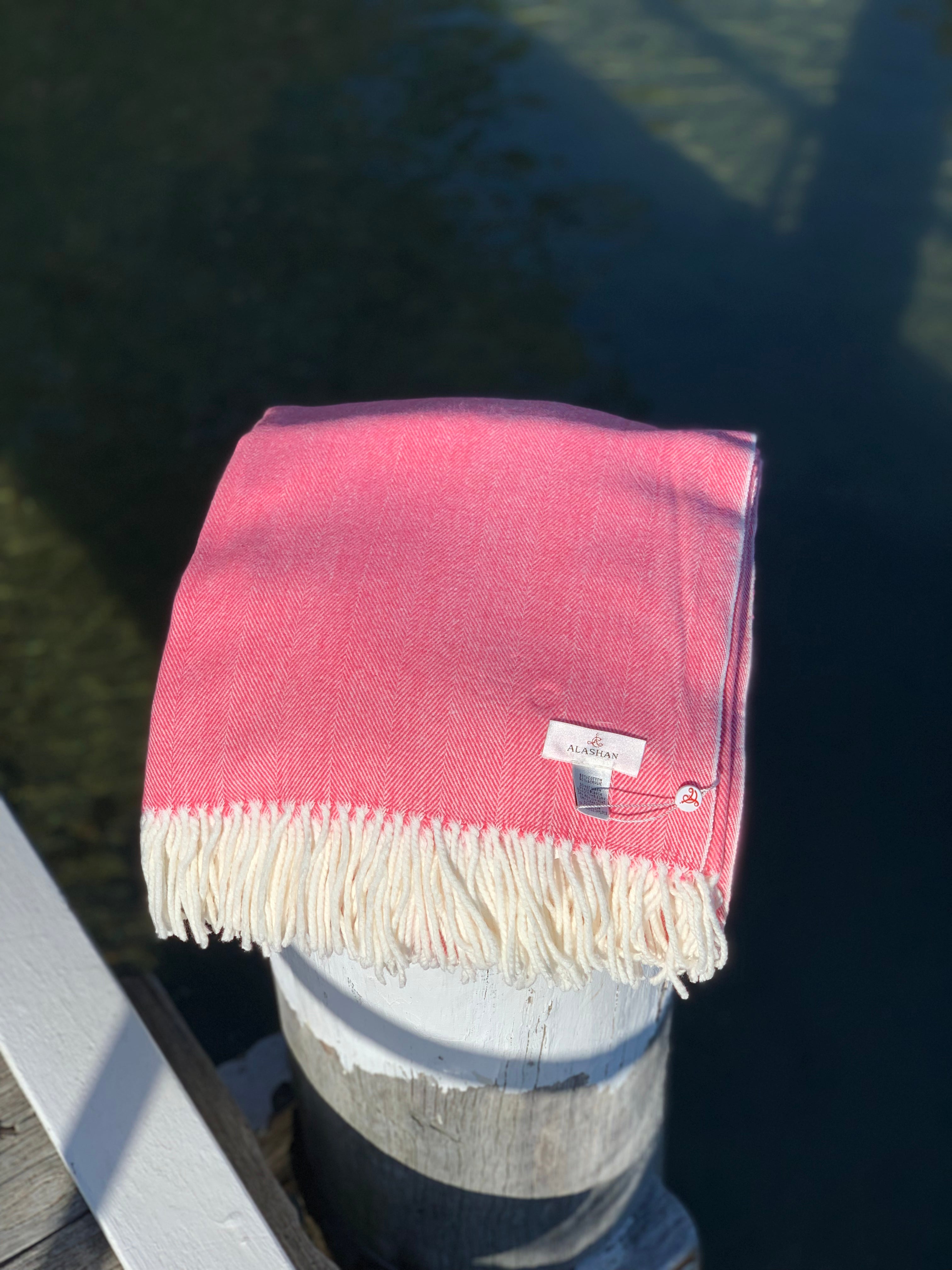 Herringbone Throw Coral Island
