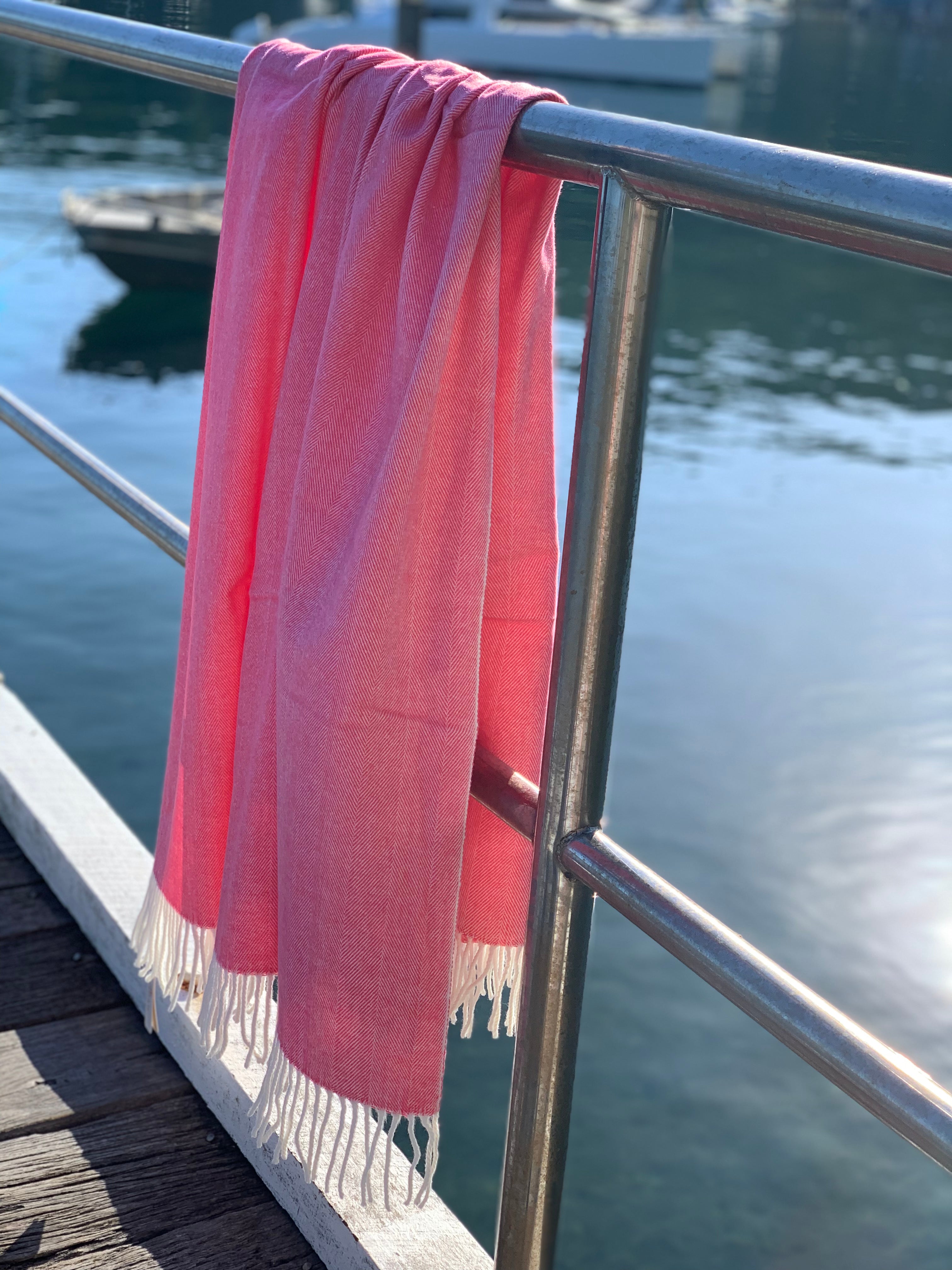 Herringbone Throw Coral Island