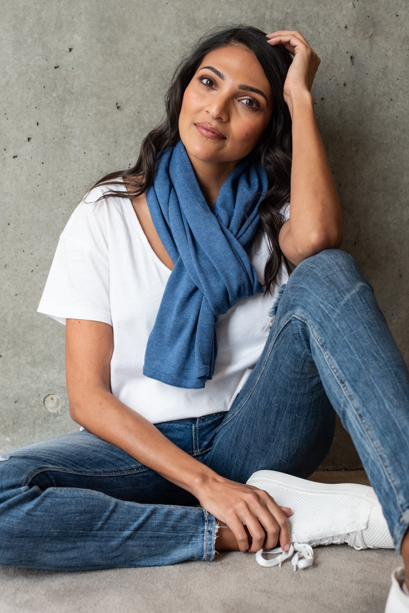 Mountain Blue Cotton Cashmere Topper