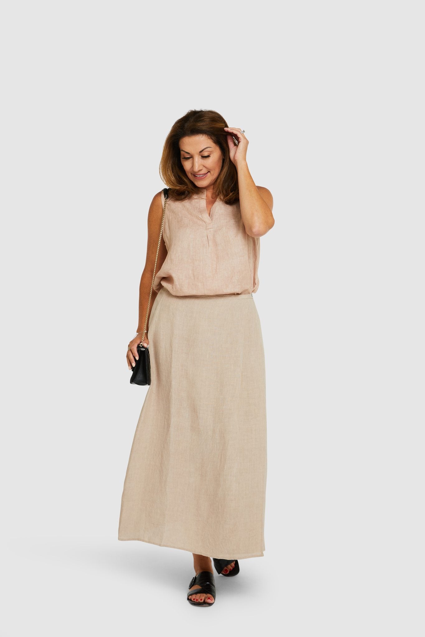 Kelly Linen Tank Cappucino