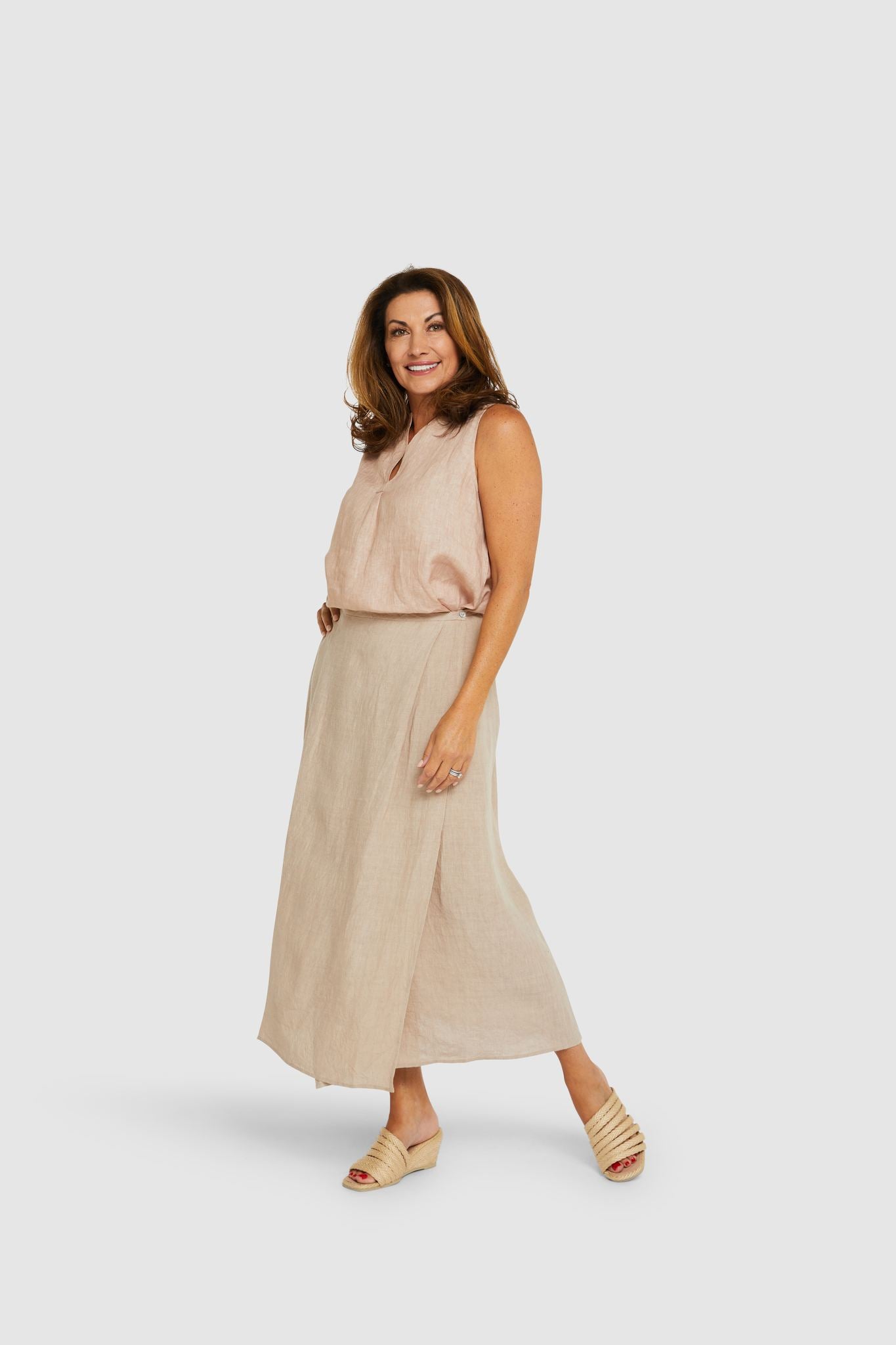 Kelly Linen Tank Cappucino