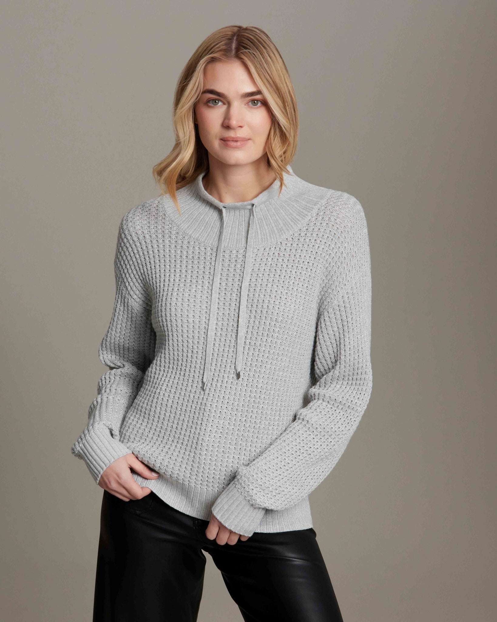 Sparkle Mock Neck in Fog