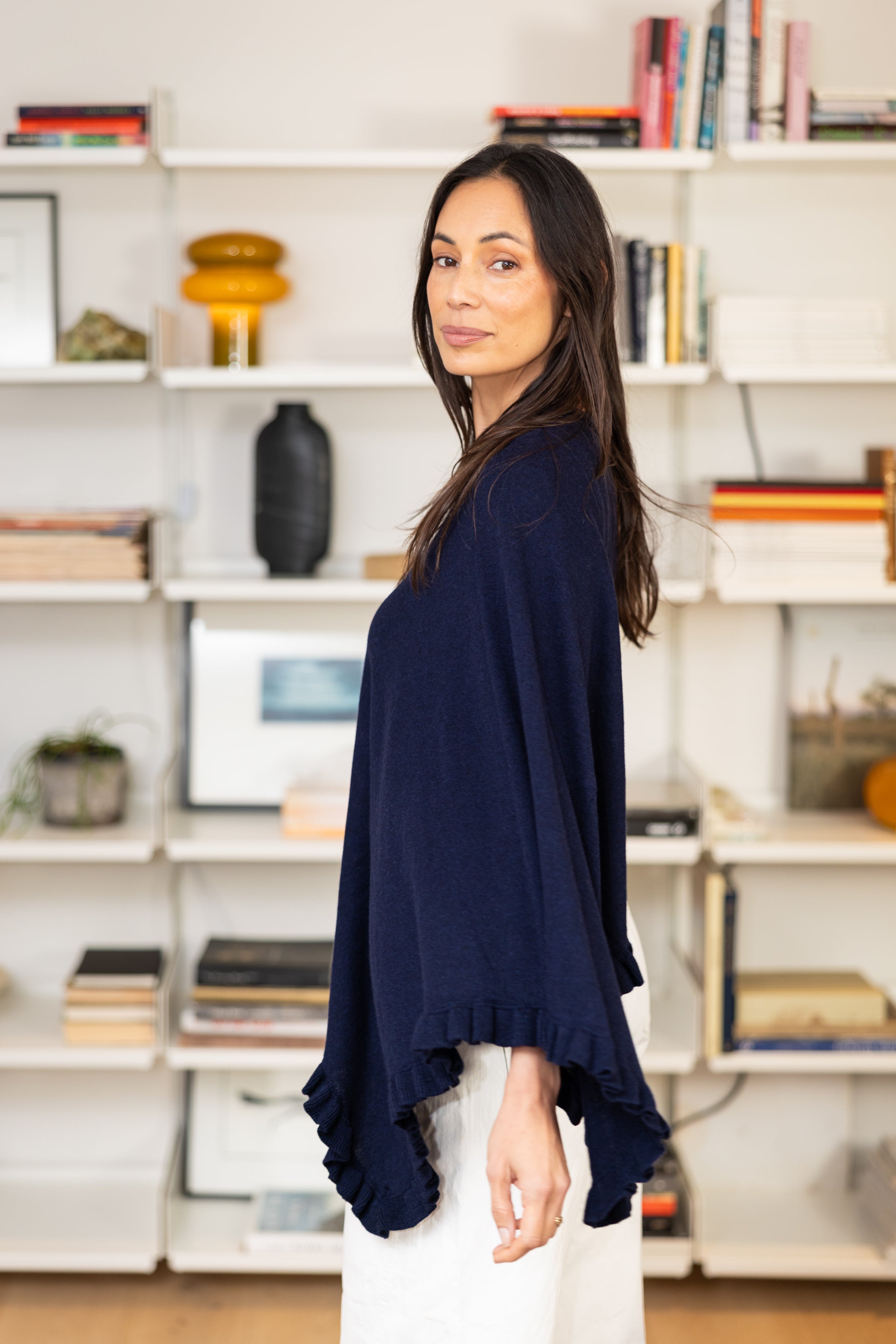 French Navy Ruffle Topper