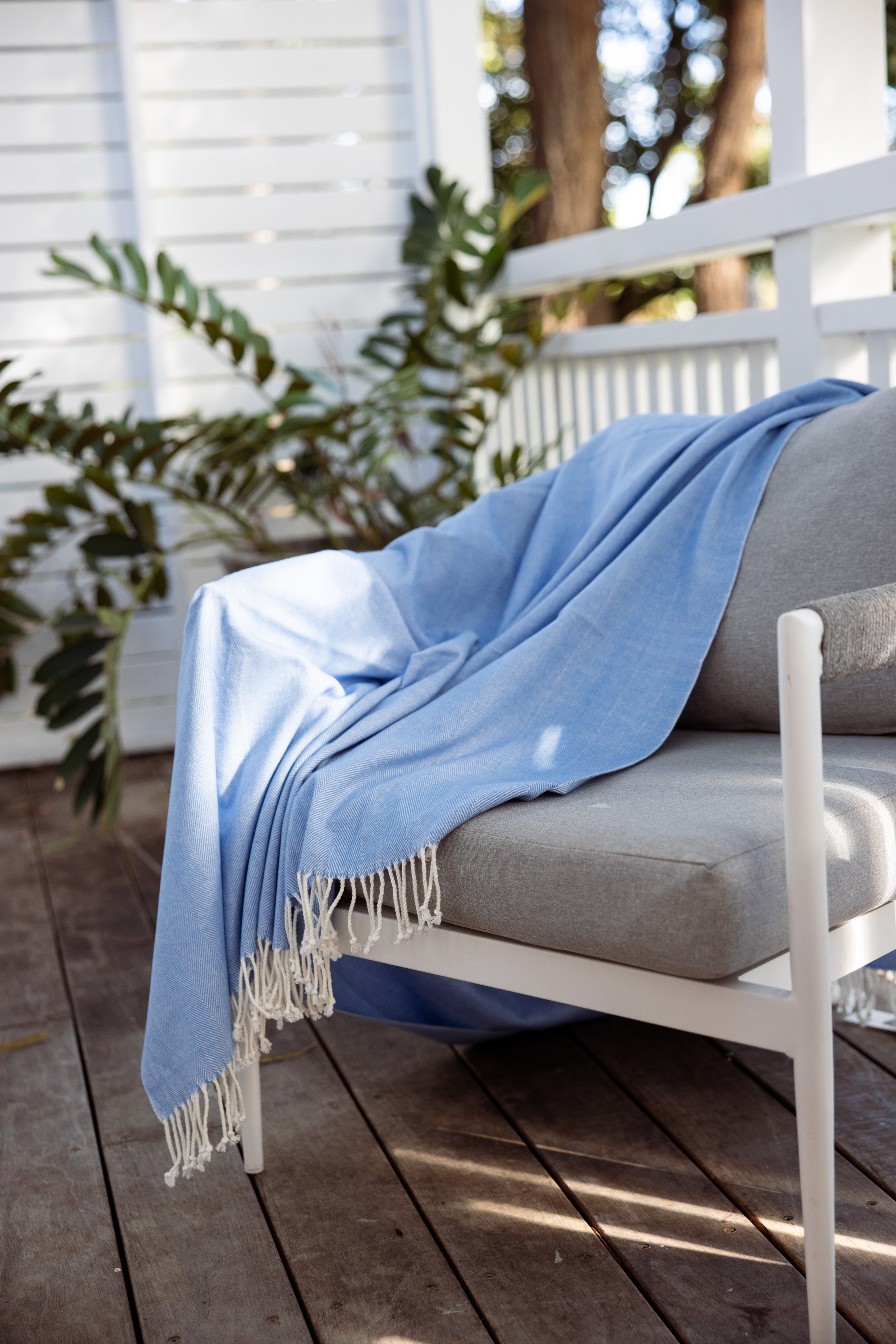 Herringbone Throw Carolina Blue