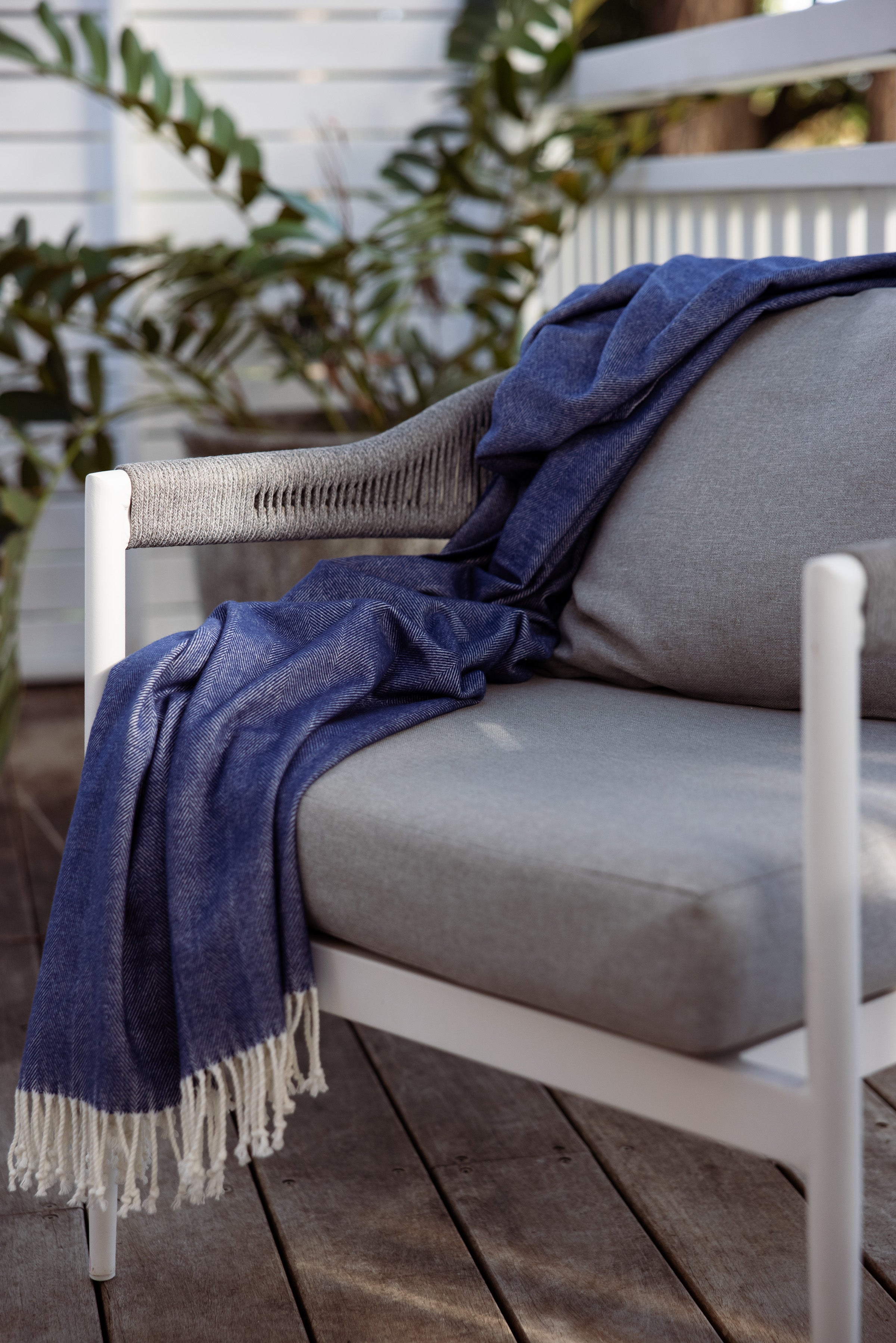 Herringbone Throw Harbour Blue