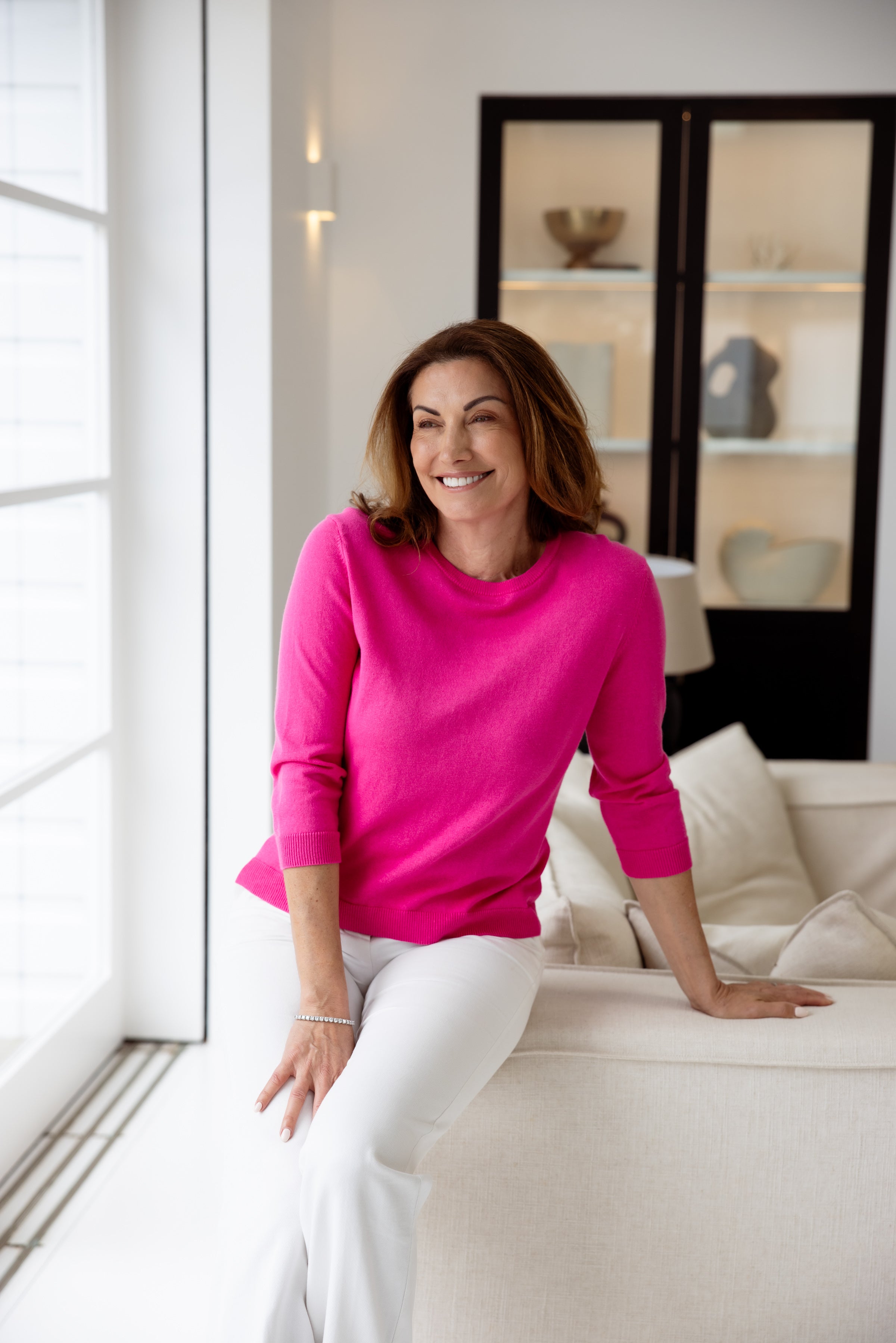 Avery 3/4 Sleeve Crew Malibu Pink