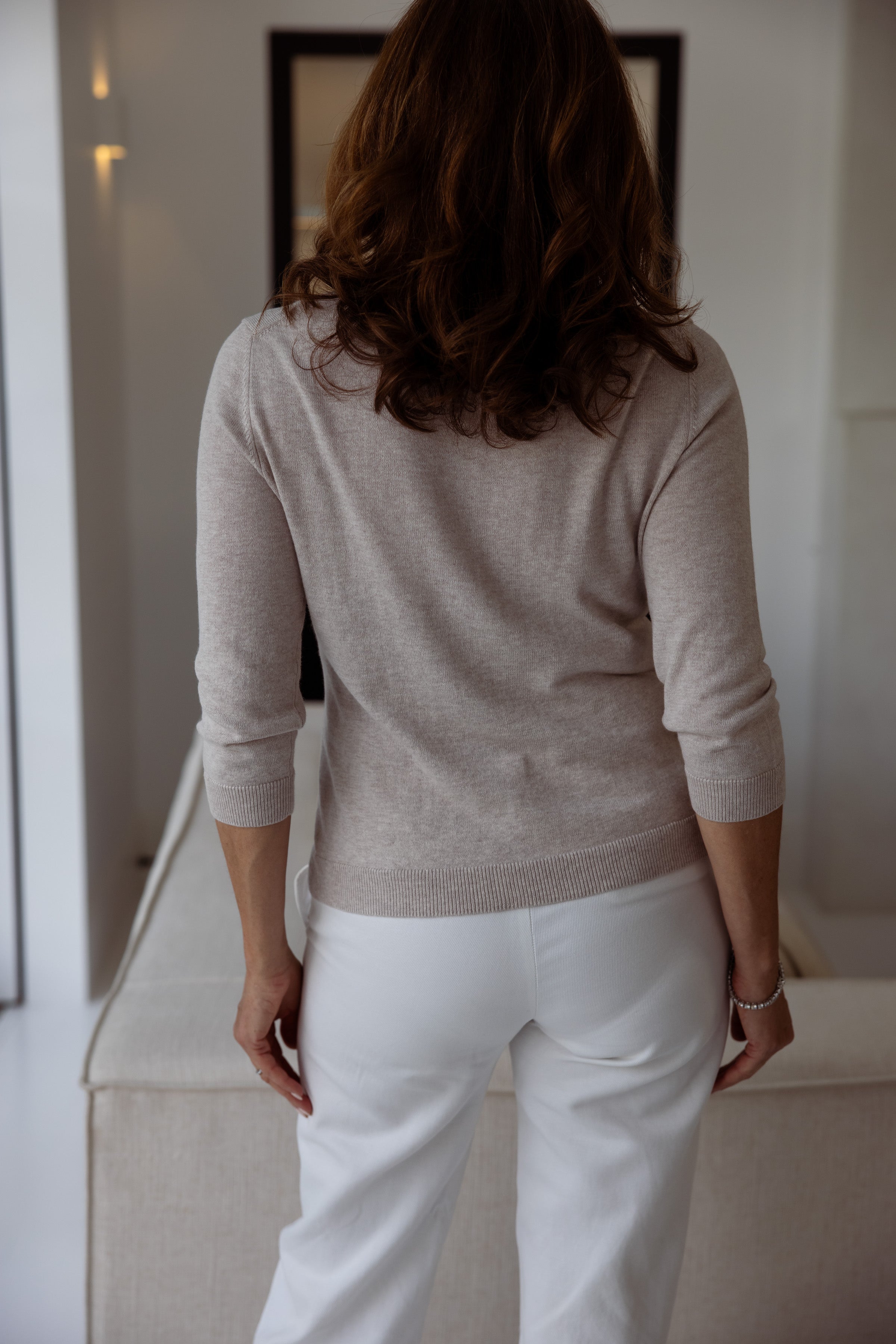 Avery 3/4 Sleeve Crew Ecru