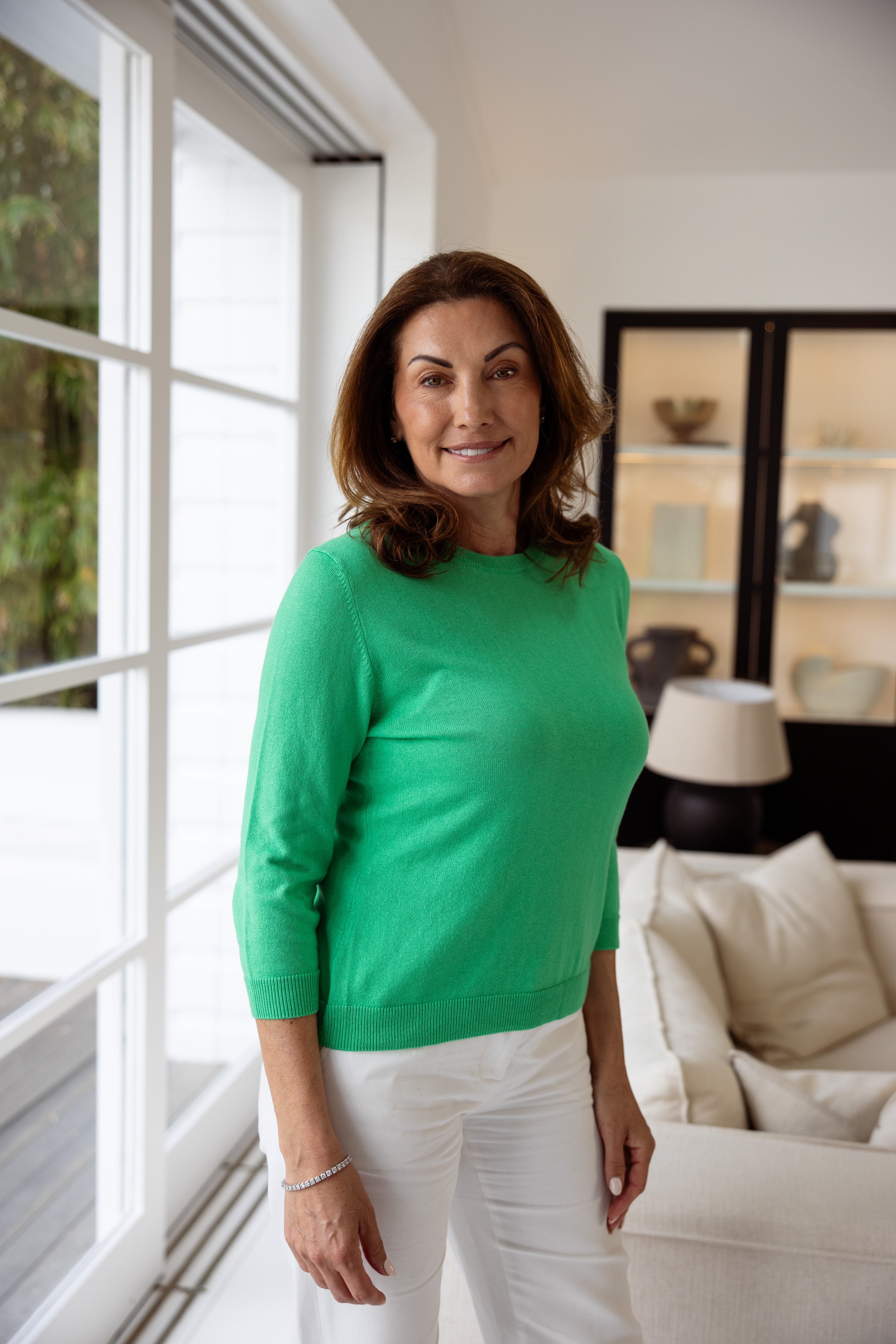 Avery 3/4 Sleeve Crew Rolling Green