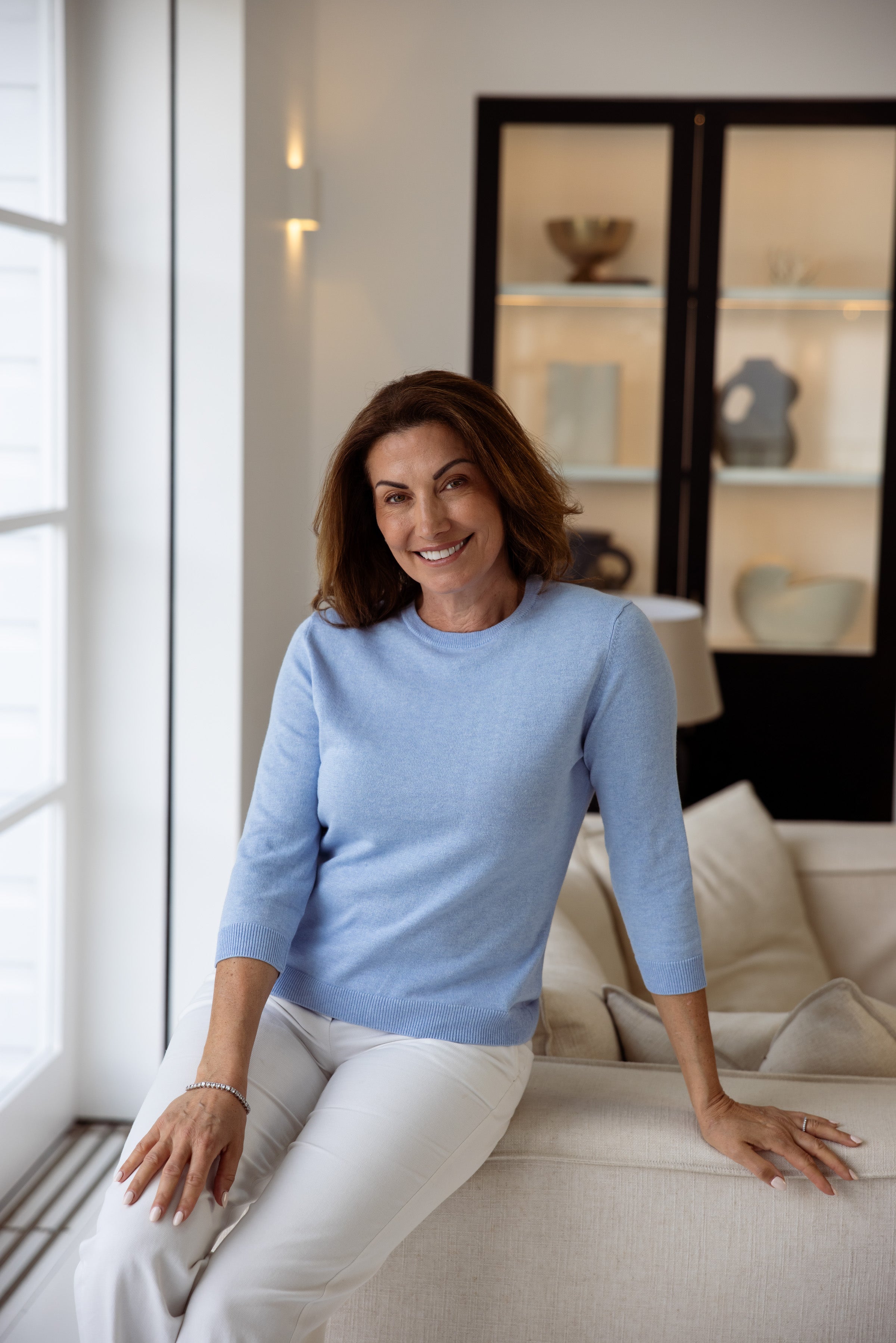 Avery 3/4 Sleeve Crew Weekend Blue