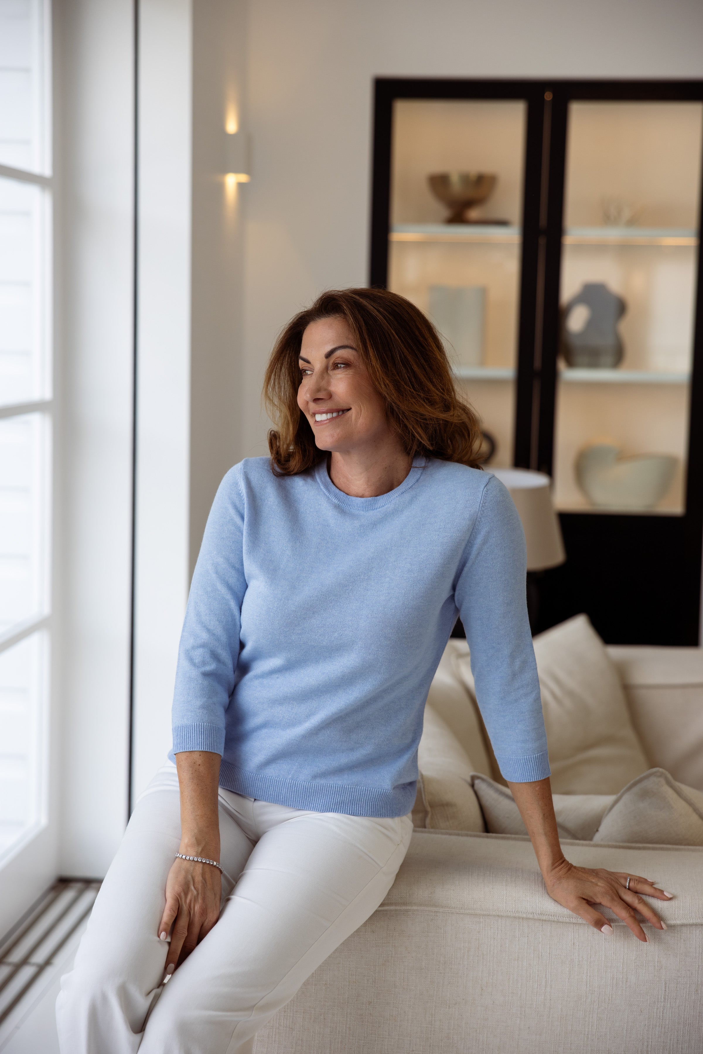 Avery 3/4 Sleeve Crew Weekend Blue