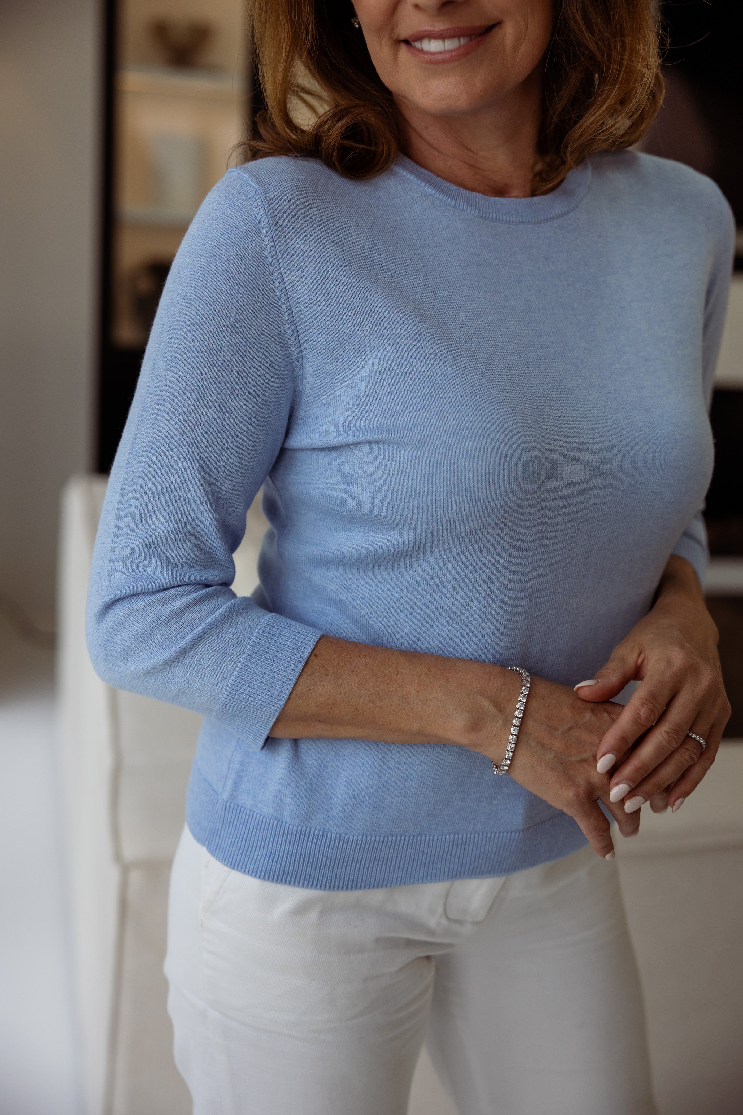 Avery 3/4 Sleeve Crew Weekend Blue