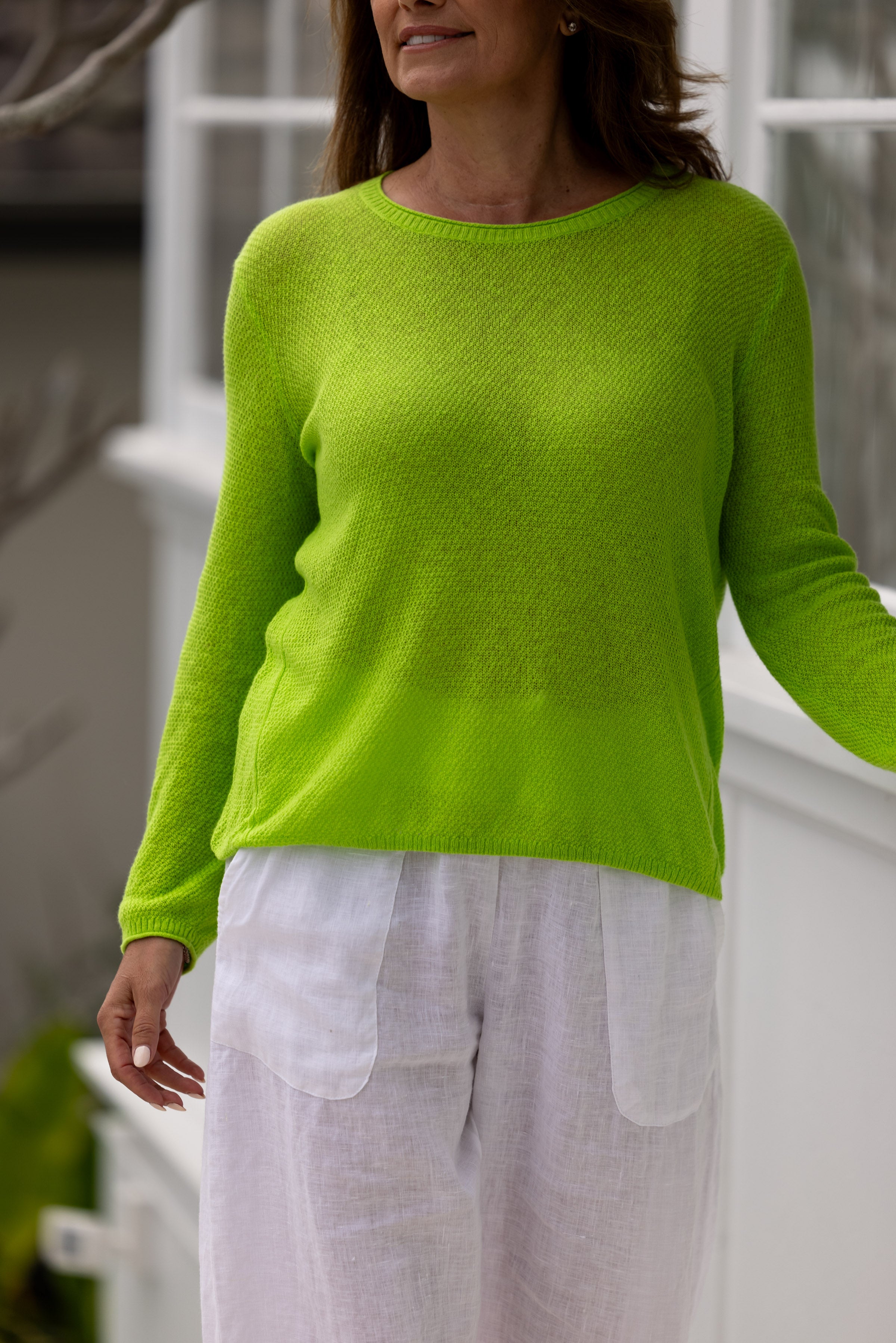 Seed Stitch Crew Jelly Bean