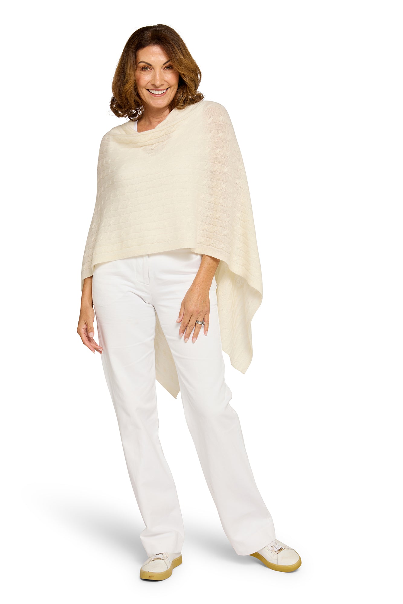Cable Cashmere Topper Snow