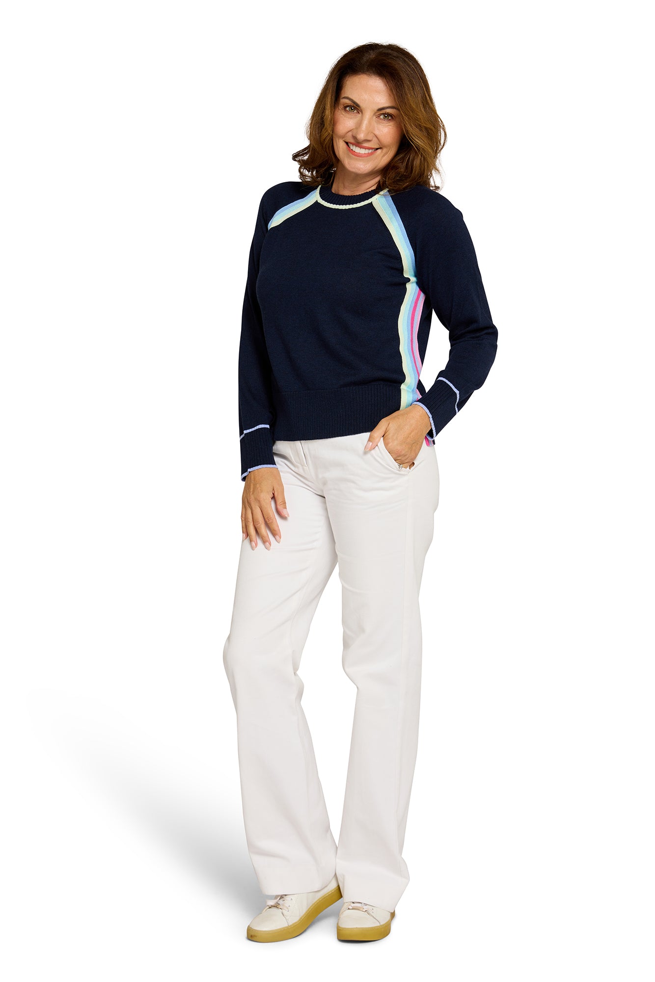 Rainbow Raglan French Navy